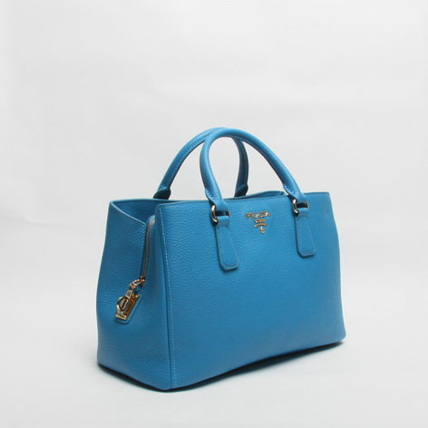 2014 Prada original grainy calfskin tote bag BN2329 blue - Click Image to Close